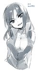  arms_at_sides bare_arms breasts cleavage closed_mouth collarbone cropped_arms cropped_torso eyebrows_visible_through_hair eyes_visible_through_hair greyscale head_tilt high_collar jacket long_hair looking_at_viewer medium_breasts monochrome nico_robin no_bra one_piece open_mouth partially_unzipped simple_background sleeveless sleeveless_jacket smile solo tsurime ukata upper_body white_background zipper zipper_pull_tab 
