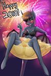  2018 anthro bat_pony bat_wings bikini blush clothing d-lowell english_text fan_character female hair hi_res holding_object looking_at_viewer membranous_wings my_little_pony one_eye_closed open_mouth solo spread_legs spreading swimsuit text wings 