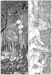  all_fours avian balls bareback bear bird black_and_white breasts comic doggystyle english_text equine female from_behind_position furronika horse hut imp kissing male male/female mammal monochrome nipples nude penis sex speech_bubble swamp text tree unprotected_sex water 