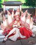  animal_ears cleavage kitsune masami_chie tail tattoo thighhighs 