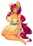  2016 absurd_res alpha_channel anthro areola bare_shoulder barefoot breasts clothed clothing cutie_mark dessert ear_piercing equine eyewear fan_character feet female food goggles hair hi_res horn humanoid_feet ice_cream long_hair looking_at_viewer mammal multicolored_hair multicolored_tail my_little_pony nipple_slip off_shoulder piercing simple_background solo sweet_voltage thescarletdevil tongue tongue_out transparent_background two_tone_hair unicorn 