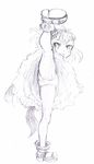  boots chrono_cross commentary_request dress greyscale high_kick kicking marcy_(chrono_cross) monochrome panties s-a-murai short_hair solo underwear upskirt 