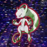  1other alternate_color closed_mouth commentary derivative_work english_commentary faux_retro_artstyle full_body furry highres mega_mewtwo_y mega_pokemon mewtwo official_art_redraw official_style other_focus outline parody pokemon pokemon_(creature) pokemon_focus pokemon_tcg rcortezdraws red_eyes red_outline red_pupils shiny_pokemon solo style_parody sugimori_ken_(style) twitter_username v-shaped_eyes 