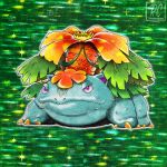  animal_focus arita_mitsuhiro_(style) bright_pupils closed_mouth commentary derivative_work english_commentary fangs faux_retro_artstyle flower full_body green_background highres leaf mega_pokemon mega_venusaur no_humans nostrils official_art_redraw official_style outline parody plant pokemon pokemon_(creature) pokemon_focus pokemon_tcg purple_eyes rcortezdraws red_flower smile solo style_parody twitter_username venusaur vines watermark white_outline white_pupils 