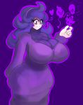  1girl blush breasts hairband hex_maniac hex_maniac_(pokemon) huge_breasts npc_trainer pokemon purple_eyes purple_hair 