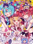  6+girls :3 ^_^ absurdres ahoge aimaina alice_margatroid apron aqua_eyes aqua_hair aqua_nails aqua_necktie ascot bat_wings black_gloves black_hat blonde_hair blue_eyes blue_hair blush bow braid cellphone closed_eyes commentary_request cropped_hoodie crystal crystal_wings cursor_hair_ornament drill_hair eyewear_on_head fang fingerless_gloves flandre_scarlet fork frilled_bow frills frog_hair_ornament gloves grey_hoodie hair_between_eyes hair_bow hair_ornament hair_tubes hakurei_reimu hat hat_bow hatsune_miku headset heart heart_hair_ornament highres hood hood_down hoodie hourglass_hair_ornament internet_survivor izayoi_sakuya kasane_teto kirisame_marisa kochiya_sanae komeiji_koishi long_hair looking_at_viewer maid_headdress meme meme_request mesmerizer_(vocaloid) mob_cap multicolored_wings multiple_girls navel necktie nene_man one_eye_closed open_mouth orb phone pig pink_hat pink_shirt red_bow red_eyes red_hair red_nails remilia_scarlet scrunchie shirt siblings single_hair_tube sisters skin_fang skirt sleeveless sleeveless_hoodie smartphone smile snake_hair_ornament stomach touhou translation_request twin_braids twin_drills twintails utau v vocaloid waist_apron white_apron white_bow white_hat wings witch_hat wrist_scrunchie x_hair_ornament yellow_shirt yin_yang yin_yang_orb yukkuri_shiteitte_ne 