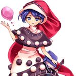  :3 antinomy_of_common_flowers blue_eyes blue_hair book cowboy_shot doremy_sweet dress harukawa_moe hat holding holding_book looking_at_viewer nightcap official_art open_mouth red_hat solo touhou transparent_background 