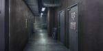  door fluorescent_lamp game_asset hanging_light highres indoors no_humans official_art paper scenery tape third-party_source touhou touhou_lostword ventilation_shaft 