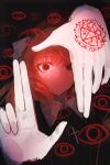  absurdres alucard_(hellsing) alucard_(hellsing)_(cosplay) baichu_(83216) black_necktie bow closed_mouth collared_shirt commentary cosplay cross cross_necklace finger_frame gloves hair_bow hellsing highres ishmael_(project_moon) jewelry limbus_company long_hair looking_at_viewer magic_circle necklace necktie orange_hair project_moon red_eyes shirt sidelocks upper_body very_long_hair white_bow white_gloves white_shirt wide-eyed 