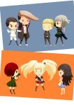  3boys 4girls black_hair blonde_hair blush_stickers braid camera camera_around_neck chibi danganronpa:_trigger_happy_havoc danganronpa_(series) danganronpa_2:_goodbye_despair enoshima_junko glasses green_eyes hitofutarai koizumi_mahiru kuzuryu_fuyuhiko mole mole_under_eye multiple_boys multiple_girls orange_hair owada_mondo pekoyama_peko pompadour purple_eyes red_eyes short_hair sword third-party_source tsumiki_mikan twintails weapon yellow_eyes 