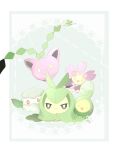  >_< budew cherrim cherrim_(sunshine) closed_eyes closed_mouth commentary_request cottonee grass_type_theme_(pokemon) hoppip jitome no_humans open_mouth pemuchi_(chikuwa_3296) pokemon pokemon_(creature) pokemon_focus smile solid_oval_eyes swadloon 