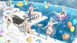  >_< 5girls absurdres alsace_(azur_lane) alsace_(heat_beating_summer_sacrament)_(azur_lane) animal_ear_fluff animal_ears anniversary ass azur_lane balloon bikini black_one-piece_swimsuit blue_bikini blue_eyes blue_hair breasts flag_print flag_print_bikini food fox_ears fox_girl fox_tail german_flag_bikini grey_hair hat high_ponytail highres innertube jahyu kamina_shades large_breasts long_hair manjuu_(azur_lane) multiple_girls navel new_jersey_(azur_lane) new_jersey_(midsummer_leisure)_(azur_lane) official_alternate_costume one-piece_swimsuit parfait parted_bangs ponytail pool poolside print_bikini prinz_eugen_(azur_lane) prinz_eugen_(unfading_smile)_(azur_lane) red_eyes shinano_(azur_lane) shinano_(dreamy_white_sands)_(azur_lane) sitting sovetskaya_belorussiya_(azur_lane) sovetskaya_belorussiya_(ripples_and_a_fluttering_veil)_(azur_lane) stomach sun_hat sunglasses swim_ring swimsuit tail two_side_up very_long_hair water white_bikini 