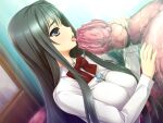  1girl black_eyes black_hair bow bowtie breasts consensual_tentacles divine_heart_makina dutch_angle game_asset jewelry kuroishi_ringo kurusu_makina_(divine_heart_makina) large_breasts licking long_hair monster_girl necklace non-web_source official_art open_mouth saliva school_uniform self-datamine sexually_suggestive slime_(substance) solo tentacles tongue tongue_out variant_set visual_novel_cg 
