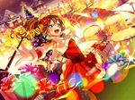  armpits bang_dream! black_eyes blush brown_hair christmas dress drums long_hair music ponytail smile yamabuki_saaya 