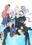  2b_(nier:automata) 6+girls a2_(nier:automata) absurdres all_fours arethusa_(azur_lane) artist_name ass azur_lane bare_shoulders black_boots black_coat black_dress black_necktie black_thighhighs blindfold blue_eyes blue_hair blunt_bangs blush boots bow breasts cleavage closed_eyes closed_mouth coat covered_eyes dress elbow_on_another's_back enterprise_(azur_lane) galatea_(azur_lane) hair_bow hand_on_another's_shoulder hat hatski.sin high_ponytail highres ishikawa_yui knee_boots long_hair manjuu_(azur_lane) medium_breasts mole mole_under_mouth multiple_girls necktie nier:automata nier_(series) open_mouth pink_hair ponytail purple_eyes purple_hair red_bow short_hair siblings simple_background sisters sitting sitting_on_person smile suwa_ayaka thighhighs u-522_(azur_lane) voice_actor_connection white_background white_hair white_hat 