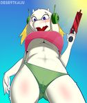  2018 anthro big_breasts blonde_hair blue_eyes blush boss_monster breasts camel_toe caprine cave_story claws cleavage clothed clothing cosplay curly_brace desertkaiju digital_media_(artwork) female fur goat hair hi_res horn long_ears looking_at_viewer machine mammal open_mouth panties pussy robot shirt simple_background solo standing text toriel under_boob undertale underwear video_games white_fur 