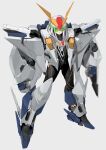  1boy androgynous clenched_hands commentary_request full_body green-tinted_eyewear gundam gundam:_hathaway's_flash humanization long_hair pump_(pumpqmuq) solo tinted_eyewear v-fin white_hair xi_gundam 