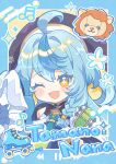  +_+ 1girl :d ;d ahoge aqua_hair artist_name beamed_sixteenth_notes black_hat blue_border blue_streaks blush border braid character_name chinese_clothes commentary_request eyelashes fast_forward_button flower frilled_sleeves frills hair_between_eyes hair_intakes hand_up hat highres long_hair long_sleeves looking_at_viewer mandarin_collar media_player_interface multicolored_hair musical_note nijisanji one_eye_closed open_mouth outline outside_border panchang_knot pause_button rewind_button roller_skates side_braid single_braid single_hair_streak skates sleeves_past_fingers sleeves_past_wrists smile solo sparkle streaked_hair tamanoi_nana tamanoi_nana_(1st_costume) twitter_username upper_body virtual_youtuber white_flower white_outline wide_sleeves yanagi_(sham0o081) yellow_eyes zhuang_hat 