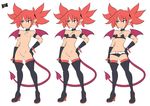  1girl bigdead93 breasts choker disgaea etna gloves high_heel_boots nipples pussy red_eyes skirt small_breasts tail thigh_boots twintails wings 