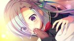  1girl black_pants blue_hair blue_jacket bow bowtie censored choker cropped_jacket cross_hair_ornament cum cum_in_mouth da_capo da_capo_iv dutch_angle ejaculation evening eyes_visible_through_hair fellatio game_asset green_ribbon hair_ornament hair_over_one_eye hair_ribbon hand_on_another's_leg highres houjou_shiina jacket long_hair long_sleeves mitsumomo_mamu mosaic_censoring non-web_source official_art oral pants penis purple_eyes red_bow red_bowtie ribbon sailor_collar school_uniform side_ponytail white_jacket white_sailor_collar wide-eyed 