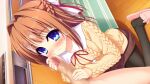  1boy 1girl after_handjob black_pantyhose blue_eyes bow braid brown_hair brown_skirt bukkake cardigan carpet censored clothed_female_nude_male cum cum_on_body cum_on_hair cum_on_penis dutch_angle facial from_above game_asset grabbing_another's_penis hair_bow hair_intakes half_up_braid handjob hinata_nao hoshimi_yuki indoors kitchen light_smile long_hair long_sleeves looking_at_viewer miniskirt mosaic_censoring neck_ribbon non-web_source nude official_art pantyhose penis pink_slippers pleated_skirt ribbon sailor_collar shirt sitting skirt slippers standing two-handed_handjob wariza white_bow white_sailor_collar white_shirt wooden_floor yellow_cardigan yuuwaku_scramble 