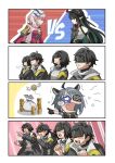  2boys 5girls animal_ears arknights arknights:_endfield coin commentary_request crying demon_horns dragon_horns endministrator_(arknights) eyepatch female_endministrator_(arknights) highres horns male_endministrator_(arknights) mi_fu_(arknights) money money_bag multiple_boys multiple_girls pointy_ears tangtang_(arknights) tiger_ears tiger_girl yuukikikie zhuang_fangyi_(arknights) 