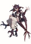  1other bird_legs bird_tail black_hair black_nails black_sclera black_wings brown_jacket choker colored_eyelashes colored_sclera demon double-parted_bangs ear_wings earrings extra_legs fangs flat_chest flipped_hair fold-over_collar frilled_skirt frills full_body gender_request gradient_hair gradient_wings half-closed_eyes hand_on_own_knee hand_rest hand_up highres horns invisible_chair jacket japanese_clothes jewelry layered_sleeves long_skirt long_sleeves looking_at_viewer low_wings monster multicolored_hair multicolored_nails multicolored_wings multiple_horns nail_polish neri_neri_da open_clothes open_hand open_jacket open_mouth original other_focus pom_pom_(clothes) red_eyes red_nails red_wings sash short-sleeved_jacket short_hair_with_long_locks short_over_long_sleeves short_sleeves sidelocks simple_background sitting skin-covered_horns skirt solo spread_fingers tail talons tassel tassel_earrings teeth white_background white_eyelashes white_skirt wings 