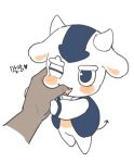  animal_ears blush_stickers bull chibi chibikemo cow cow_ears cow_horns fang finger_in_another's_mouth furry hongik_university horns hufy jacket letterman_jacket sexualized_chibi simple_background white_background wow_(mascot) 