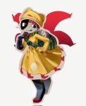  1girl :p animal_hat black_eyes cat_hat colored_skin corrupted_twitter_file dress ena:_dream_bbq ena_(series) f4d1a6 full_body grey_background hand_on_own_hip hat heterochromia highres long_hair looking_at_viewer multicolored_skin red_eyes red_hair simple_background smile split-color_skin taski_maiden_(ena) taski_maiden_companion tongue tongue_out two-tone_skin yellow_dress yellow_hat 
