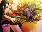  1boy 2girls angry ass black_hair blonde_hair blue_eyes blush clenched_teeth closed_mouth divine_heart_makina game_asset kagemusya kurusu_makina_(divine_heart_makina) long_hair multiple_girls non-web_source official_art panties pantyshot school_uniform self-datamine skirt teeth thighhighs twintails underwear upskirt variant_set very_long_hair visual_novel_cg 