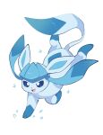 :d absurdres animal_focus blue_eyes blush commentary full_body glaceon highres komanychi no_humans pokemon pokemon_(creature) pokemon_focus simple_background smile solo tail untranslatable_commentary 