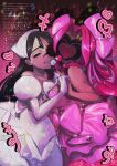  +++ 2girls absurdres alien_stage bandana black_hair bow breasts commentary curtained_hair dress dress_bow english_commentary english_text gloves hair_bow half-closed_eyes heart highres holding_hands kekepanda00 korean_text lyrics mixed-language_text mizi_(alien_stage) mizi_(zombie_stage) multiple_girls multiple_hair_bows pink_bow pink_hair purple_eyes sideboob strapless strapless_dress sua_(alien_stage) sua_(zombie_stage) white_bandana white_bow white_gloves zombie_stage 