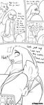  2016 absurd_res accidental_exposure anthro anus black_and_white bottomless buckteeth butt canine clothed clothing comic dialogue disney duo english_text eyes_closed female fox hi_res judy_hopps lagomorph looking_back low-angle_view male male/female mammal monochrome nick_wilde one_eye_closed open_mouth penis pussy rabbit shocked simple_background sofa spunkubus teeth text tired wardrobe_malfunction white_background yelling zootopia 
