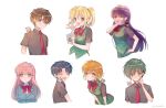  +1_(yakusoku0722) 6+boys 6+girls ^_^ black_shirt blush bow bowtie brothers closed_eyes commentary_request eguchi_saori green_eyes green_hair green_vest hidaka_azumi highres long_hair looking_at_viewer matsutake_kaoru minami_kaede mini_person mini_person_on_shoulder miniboy minigirl mirumo mirumo_de_pon! morishita_haruka_(mirumo_de_pon!) multiple_boys multiple_girls murumo necktie panta_(mirumo_de_pon!) papii_(mirumo_de_pon!) pink_hair red_bow red_bowtie red_necktie rirumu_(mirumo_de_pon!) school_uniform setsu_yuuki shirt short_hair short_sleeves siblings sidelocks simple_background smile sumita_koichi twintails vest white_background yashichi_(mirumo_de_pon!) 