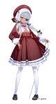  1girl absurdres aku_no_onna_kanbu:_perigee_new_moon arrow_(tamawo222) beret black_shoes braid character_request commentary_request cropped_jacket dark-skinned_female dark_skin eyepatch frilled_skirt frilled_sleeves frills full_body grey_hair hand_on_hilt hat high-waist_skirt highres jacket long_hair long_sleeves official_art open_clothes open_jacket pantyhose red_eyes red_hat red_jacket red_skirt saber_(weapon) shirt shoes simple_background skirt sleeves_past_wrists solo standing sword very_long_hair weapon white_background white_pantyhose white_shirt 