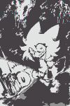  1other :s alley androgynous animal_ears animated animated_gif cat_ears character_request check_character commentary dress english_commentary flashlight flashlight_beam from_behind glitch highres holding holding_flashlight imasiphy looking_at_viewer looking_back monochrome night niko_(oneshot) oneshot_(game) pixel_art shoes solo trash_can walking 