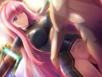  1boy 1girl blue_eyes blush bodysuit breasts censored closed_mouth clothed_female_nude_male covered_navel divine_heart_makina divine_heart_makina_(character) game_asset hair_between_eyes hetero kagemusya kurusu_makina_(divine_heart_makina) large_breasts lens_flare long_hair magical_girl mosaic_censoring no_armor non-web_source nude official_art one_eye_closed penis pink_hair pussy rape self-datamine sex shiny_clothes skin_tight solo_focus standing standing_sex straight_hair torso_grab vaginal variant_set very_long_hair visual_novel_cg 