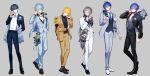  6+boys :d absurdres adjusting_eyewear ahoge antenna_hair aotsuki_slip arm_at_side arm_behind_back atanaru_host_club atatakakunaru baby's-breath belt belt_buckle belt_collar black_belt black_collar black_jacket black_nails black_pants black_ribbon black_shirt black_shoes black_suit black_sweater black_vest blonde_hair blue-tinted_eyewear blue_eyes blue_flower blue_hair blue_jacket blue_necktie blue_pants blue_ribbon blue_rose blue_suit blue_vest bouquet boutonniere bowl_cut brown_jacket brown_pants brown_suit buckle call_of_cthulhu camouflage camouflage_shirt carrying_over_shoulder chain chain_leash closed_mouth collar collar_chain_(jewelry) collared_shirt cropped_jacket cross-laced_shoes cross_tie crossed_ankles cuff_links dress_shoes ear_piercing earclip finger_to_mouth flower flower_on_leg flower_on_shoulder full_body gradient_flower green_flower green_rose grey_background grey_flower grey_hair grey_jacket grey_pants grey_rose grey_suit grin hair_between_eyes hair_ornament hairclip hand_in_pocket hand_on_eyewear hand_on_own_cheek hand_on_own_face hand_on_own_hip highres holding holding_bouquet host host_club_satsujin_jiken_-last_proof_of_love- indie_utaite jacket jewelry kagemaru_(utaite) konno_izumi lapels leaf leash lineup long_sleeves looking_at_viewer looking_over_eyewear male_focus minagi_jiyou mole mole_under_eye multicolored_flower multicolored_hair multicolored_rose multiple_boys multiple_rings nail_polish necktie notched_lapels offering_hand official_art ok_sign open_clothes open_jacket orange_ribbon oxfords pants parted_lips partially_unbuttoned pectoral_cleavage pectorals piercing pocket_square print_necktie purple_eyes purple_flower purple_hair purple_rose red_eyes red_flower red_ribbon red_rose ribbon ring rose shinomiya_iori shirt shirt_tucked_in shoes short_hair shushing side_part simple_background smile standing streaked_hair suit suit_jacket suit_pants sunglasses suspenders sweater swept_bangs takao_shinji tinted_eyewear turtleneck turtleneck_sweater two-sided_fabric two-sided_jacket v-shaped_eyebrows vest virtual_youtuber white_flower white_jacket white_pants white_rose white_shirt white_shoes white_streaks white_suit white_vest wingtip_collar wrist_flower y_a_s_u_k_i yellow_eyes yellow_flower yellow_rose 
