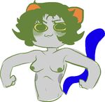  blue_tail breasts cute green_nipples homestuck horn invalid_tag ms_paint_adventures nepeta_leijon nipples siggy smile solo 