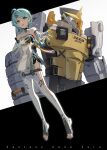  1boy 1girl absurdres ammunition_pouch bare_shoulders blue_hair breasts clothing_cutout commentary copyright_name dress elbow_gloves feet flower_hairpin gloves green_eyes highres joints long_hair looking_at_viewer mecha open_mouth pouch revision robot robot_joints see-through_clothes see-through_dress_layer seed_(zenless_zone_zero) seed_sr. small_breasts stirrup_legwear tears thigh_cutout toeless_legwear toes up771 white_dress white_gloves zenless_zone_zero 