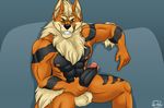  abs anthro arcanine balls big_penis black_nose boxers_(clothing) cheek_tuft chest_tuft clothing erection inner_ear_fluff male muscular nintendo nude penis pok&eacute;mon pok&eacute;mon_(species) solo tuft underwear video_games 