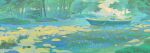  1boy 1girl absurdres blue_hair boat cape chinese_commentary closed_mouth cloud commentary_request couple day elf forest frieren grass highres himmel_(sousou_no_frieren) holding_another's_hair long_hair looking_at_another nature on_boat outdoors pointy_ears river rowboat scenery short_hair sitting smile sousou_no_frieren twintails very_long_hair very_wide_shot water watercraft white_cape wu_huo_(nor020113) 