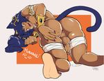  1boy anus ass cat_ears cat_tail catboy crois cum dark_skin dark_skinned_male egyptian highres naughty_face nipples original penis presenting solo testicles trap 