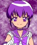  1girl artist_request bishoujo_senshi_sailor_moon bow bowtie choker closed_mouth gloves magical_girl ninami_aino non-web_source original purple_bow purple_bowtie purple_eyes purple_hair purple_sailor_collar sailor_collar sailor_senshi_uniform solo source_request unofficial_sailor_senshi_uniform upper_body white_gloves 