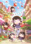  5girls :3 :d ^^^ aircraft airplane animal_ear_headphones animal_ears arch arm_up arms_up bag baguette balloon barrel basket biplane black_dress black_hair black_jacket black_shoes blazer blue_skirt blue_sky bottle bow bowtie braid braided_hair_rings bread bright_pupils broccoli building bun_cover carrot cheese chibi china_dress chinese_clothes closed_mouth cloud commentary_request company_name confetti copyright_notice crate day double_bun dress eyelashes fake_animal_ears floating flower flying_sweatdrops food fruit gloves gradient_hair green_dress green_hat hair_bow hair_bun hair_ornament hair_rings hairclip hat headphones hitsuji_oshipu holding holding_balloon holding_basket holding_bottle house idol idol_clothes jacket lettuce long_hair long_sleeves looking_at_viewer market_stall matching_outfit_(nijisanji) milk milk_bottle multicolored_hair multiple_girls multiple_persona nijisanji official_alternate_costume official_art on_head open_mouth outdoors pantyhose paper_bag pear pink_bow pink_bowtie plaid_clothes plaid_skirt planter pleated_skirt potato purple_eyes red_dress red_hair red_shoes sample_watermark santa_costume santa_hat school_uniform shoes short_sleeves skirt sky smile squash star_(symbol) string_of_flags tassel tassel_hair_ornament thighhighs tomato tree tsukino_mito tsukino_mito_(1st_costume) tsukino_mito_(china_dress) tsukino_mito_(moon!!) tsukino_mito_(santa) virtual_youtuber watermark white_bow white_gloves white_pantyhose white_pupils white_thighhighs 