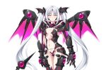  1girl armor bikini_armor blush body_writing breasts closed_eyes closed_mouth corruption cowboy_shot dark_persona demon_tail demonic_gear_aria divine_heart_makina game_asset gloves kagemusya kurusu_aria large_variant_set long_hair magical_girl mechanical_wings medium_breasts navel non-web_source official_art self-datamine simple_background smile solo tachi-e tail tattoo thighhighs transparent_background twintails variant_set very_long_hair white_hair wings 