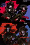  1girl absurdres black_background black_coat black_hair black_thighhighs boots coat commentary deadlock_(game) didi_(galacticdidi) english_commentary english_text gloves highres makeup making-of mina_(deadlock) red_eyes red_gloves runny_makeup short_hair sketch thigh_boots thighhighs twitter_username 
