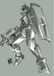  beam_rifle commentary_request earth_federation energy_gun grey_background greyscale gundam highres holding holding_energy_gun holding_weapon mecha mecha_focus mobile_suit mobile_suit_gundam monochrome no_humans ootsuka_ken partially_colored robot roundel rx-78-2_gundam science_fiction shield signature sketch solo v-fin weapon yellow_eyes zero_gravity 