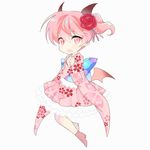 blush commentary_request demon_girl emelia_pris fang full_body highres long_hair looking_at_viewer low_wings open_mouth pink_eyes pink_hair pointy_ears pop-up_story smile solo succubus twintails white_background wings yaka_(ir_mc8a) 