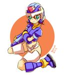  aile breasts brown_hair commentary_request fi_gu gloves green_eyes helmet rockman rockman_zx short_hair solo 